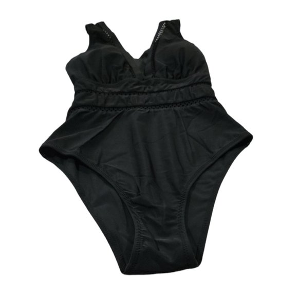 Tempt Me Women One Piece Black Swimsuit Plunge V Neck (Size US S) - Picture 2 of 8